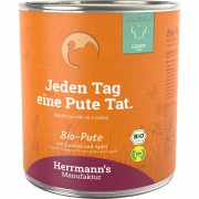24er-SET Bio Pute mit Apfel Salat Topi Zucchini Sellerie Leinöl 800g Hund Nassfutter Herrmann