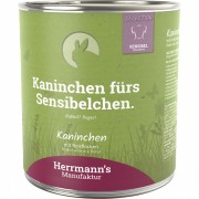 24er-SET Kaninchen NICHT BIO mit Reisflocken Karotte Apfel 800g Hund Nassfutter Herrmann