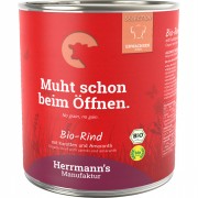 24er-SET Bio Rind mit Karotten - purinarm - 800g Hund Nassfutter Herrmann