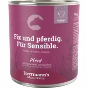 24er-SET Pferd NICHT BIO mit Süsskartoffel Zucchini und Leinöl 800g Hund Nassfutter Herrmann